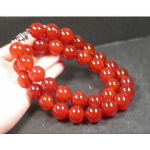 Fine jewelry Pretty 8-12mm Red AGATE JADE beads Necklace