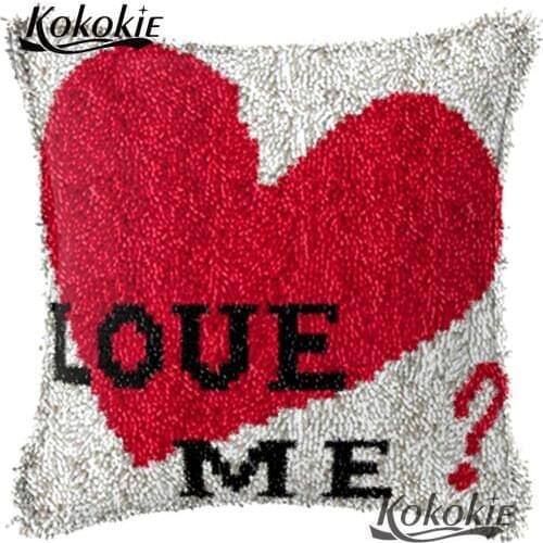 Latch hook rug red heart printed pillow kits cross stitch kits Cushion embroidery yarn handicraft Crocheting Rug yarn carpet mat