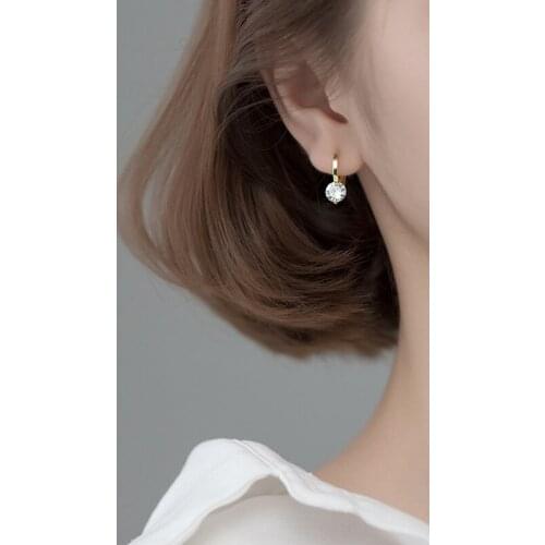 925 Sterling Silver Hoop Earrings Zircon Round Earring for Women Girl Simple Jewelry Brincos Joyas De Plata 925