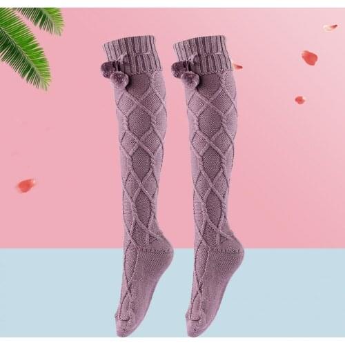 Women’s Knitted Long Socks Slouch Sock Breathable High Elasticity Anti-shedding Knit Over Knee-High Winter Boot Stockings