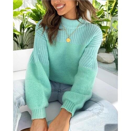 2020 new autumn woman sweaters o-neck long sleeved solid knitted pullover tops mujer suéteres women clothes ropa de mujer