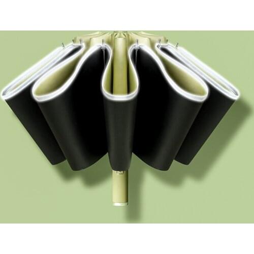 Reflective full-automatic reverse umbrella folding umbrella for vehicle double sunshade with black glue for sunshine and rain