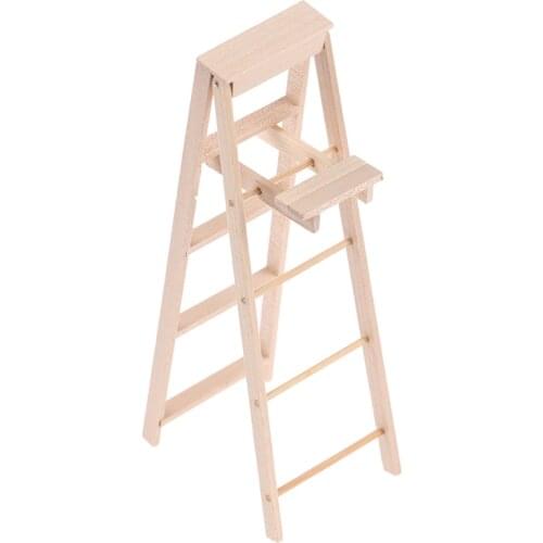 1Pcs 1:12 Dollhouse Miniature Wooden Mini Ladder Model Furniture Accessories Toys