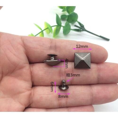 100pcs Lot 12mm Pyramid Square Base Spikes Punk Garment Rivet Cap Stud For Hat Jeans Shoes Leather Cap Bag Diy Craft Accessory