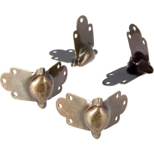 4Pcs Wood Case Jewelry Box Corner Brackets for Furniture Decorative Protector Desk Footing Cover Guard Antique Bronze 43*26*33mm