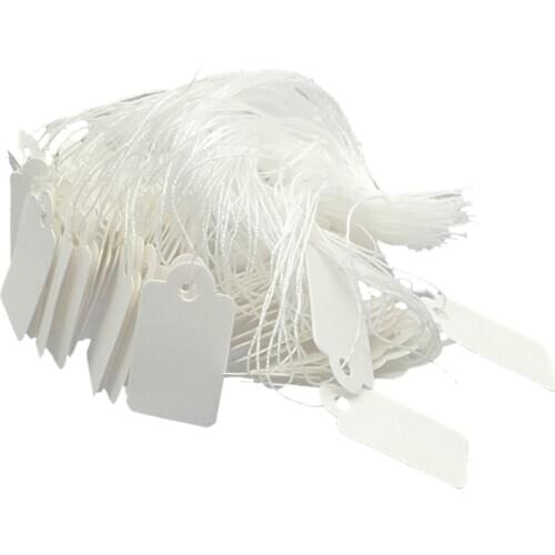 500 Pcs White Blank Price Tags Writable Tag Jewelry Clothing Gift Message Display Label Card with Strings 24x14mm