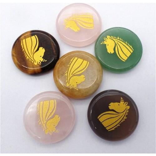 6Pcs/set 25x6mm Wholesale Natural Mixed Gemstone Agate Unicorn Reiki Healing CAB DIY Jewelry Accessories S214