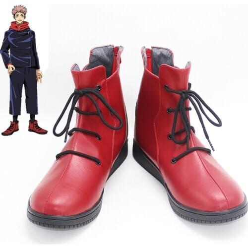 Anime Jujutsu Kaisen Yuji Itadori Cosplay Shoes Red Halloween Carnival Boots PU Leather Shoes Cosplay Props Custom Made