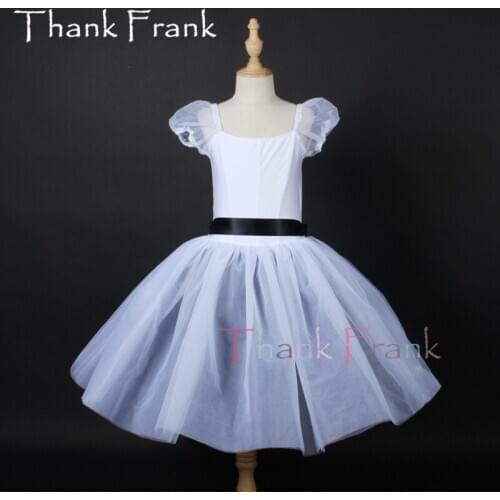New White Ballet Dress For Girls Kids Puff Sleeve Ballerina Tutu Dresses Children Women Professional Stage Dance Costumes C710