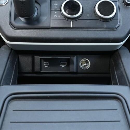 For land rover defend 90 110 2020 2021 ABS Black Car Center Console Charging Port USB Protection Cover Stickers Car Accessory