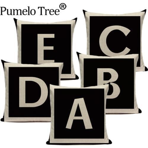 Letter Cushion Cover Fashion Home Decorative Pillow cover Vintage Living room Bed Sofa Linen Cushion Cover Black Custom Cojin