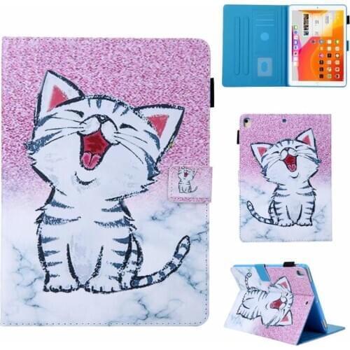 Cartoon PU Leather Tablet Shell for Ipad 7th Generation Case Pro 10.2 Inch 2019 Sleep Wake Up Wallet Clip Flip Stand Cover+Pen