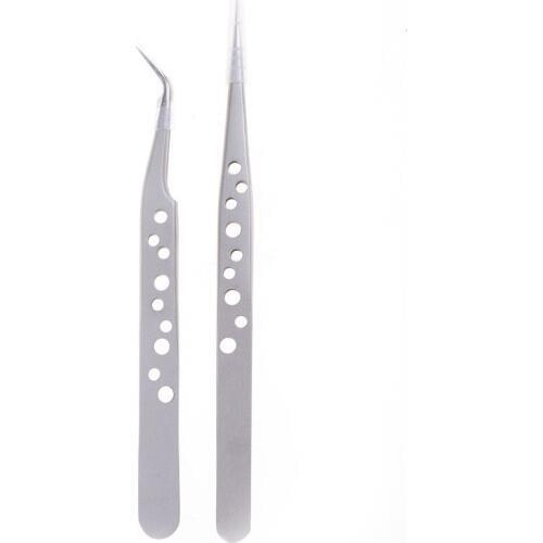 Electronic Tweezers Stainless Steel Precision Straight Curved Tweezers for Mobile Phone Repair Tools 2 Style Hand Tools 1pcs