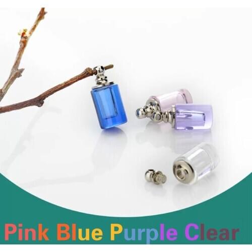 1/2/3/4/5PCS Crystal Vials pendant with screw cap perfume oil vial bottle fashion necklace pendant name on rice art bottle jars