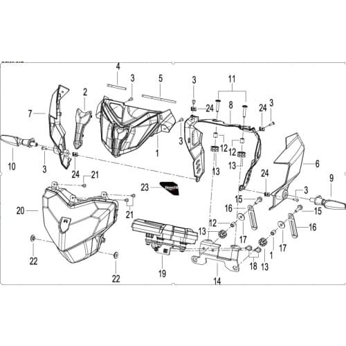 Headlight instrument speed meter front turning signal page of Benelli TNT135 TNT125