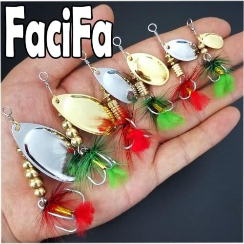 1pc Brass Spinner Bait Carp Fishing Lure 1.4g to 14g Treble Hook Spoon Lure Artificial Bait Metal Fishing Lure Bass Hard Bait