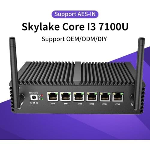 BKHD 6 Gigabit Lan Mini Router with Core I3 I5 I7,Support AES NI,PFsense,Firewall RS232 COM DDR4 Msata