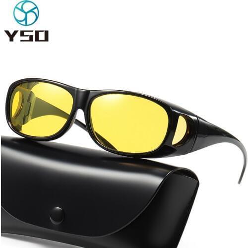 YSO New Sports Sunglasses For Men Polarized UV Protection Glasses For Car Driving Yellow Night Vision Lenses Goggles 3308