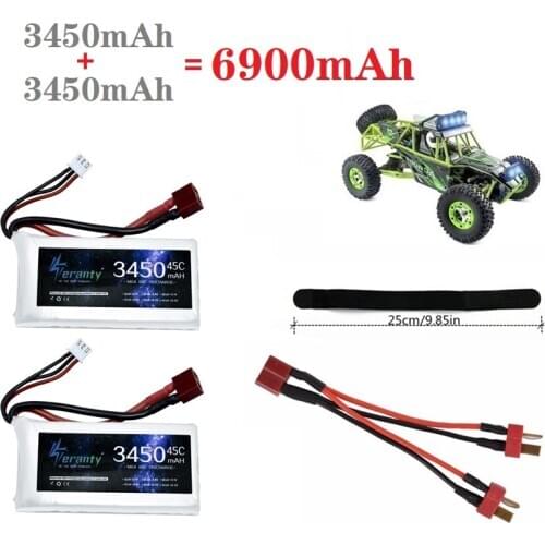 Upgrade 3450mah*2 6900mah 7.4v Lipo Battery For Wltoys 12428 12423 RC Four-wheel RC Vehicle Car Battery Feiyue 03 Q39 RC Parts