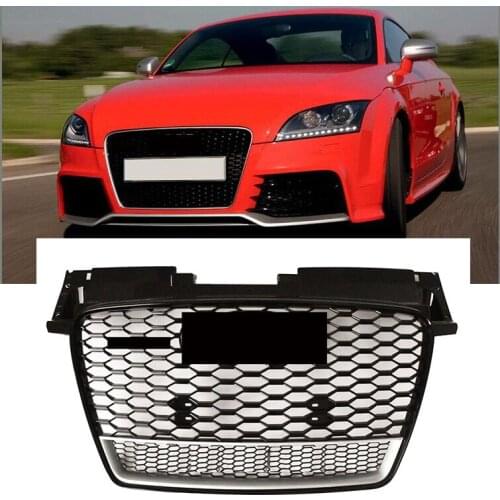 FRONT MESH TTRS STYLE BUMPER HOOD HEX GRILLE BLACK FOR AUDI TT 8J 2007 08 09 10 11 12 13 2014
