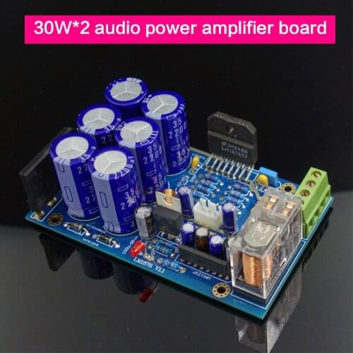 30W*2 Audio Power Amplifier Board DIY AC Dual 12-22V LM1876 High Fidelity Amplifier Chip Power Amplifier Board Gold-plated PCB