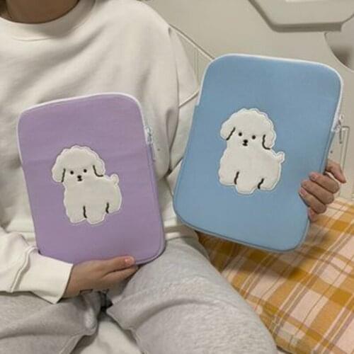 Puppy Print Plush Ipad Storage Bags for 11 13 15 Inch Embroidery Ipad Liner Bag Laptop Storage Bags Briefcase Bag Notebook Case