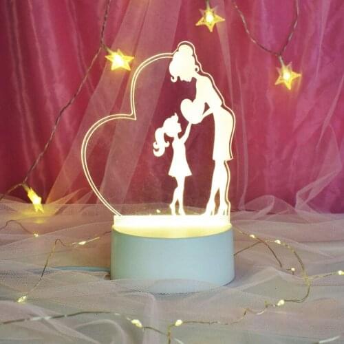 Mothers Day Gift 3D Lamp USB Acrylic Lights Love Gift Heart Shape Anniversary Present Birthday Gift For Mom