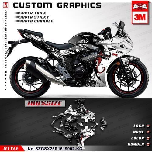 KUNGFU GRAPHICS Full Wrap Kit Waterproof Sticker Custom Decal for GSX250R 2016 2017 2018 2019 2020 Venom, Black White