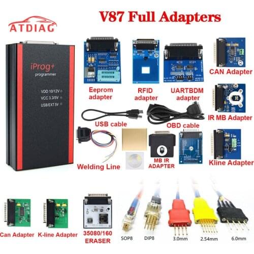 V85 Iprog+ Key Programmer Support IMMO + Mileage Correction + Airbag Reset Iprog Pro Till 2019 with 11 adapter full