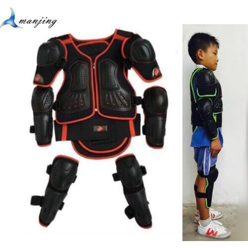 PE Hard Shell Anti impact armour For Height 1-1.7m Youth Kids Full Body Protect Vest Armor elbow Knee guard