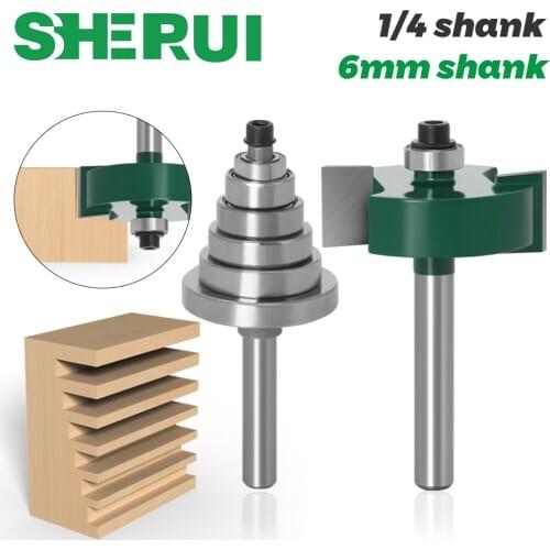 Rabbet Router Bit with 6 Bearings Set -1/2"H - 1/4" 6mm Shank Woodworking cutter Tenon Cutter for Woodworking Tools