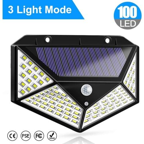 SLGOL Solar Lights Outdoor 100 LED 120 degrees Motion Sensor Security Solar Power Wall lamp Garden decorative waterproof light