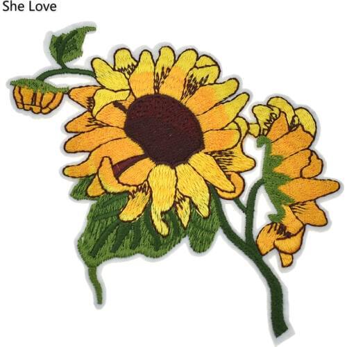 Chzimade Sunflower Embroidered Sewing On Patch Coat Jacket Jeans Decoration Motifs Applique