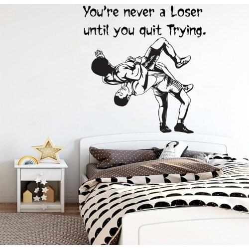Wrestling Wall Stickers Free Fight Gym Club Boxing Teen Boys Room Bedroom Decoration Vinyl Decal Gifts YD32