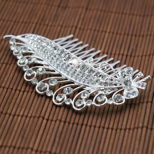 Trendy Hairwear Wedding Hair Accessories Bride Bridal Floral Hair Comb Hair Women Jewelry Rhinestone Crystals Hair Comb 106*58cm