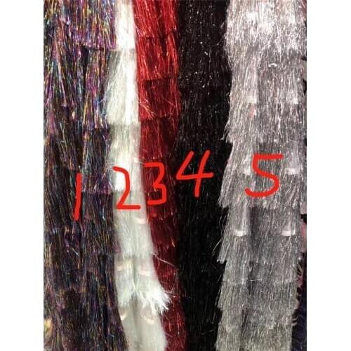 Unique fringe design JRB-12086 African net lace good looking French tulle embroidery lace fabric with fringe