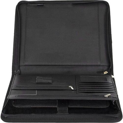 Vegan Leather Folder Zippered Closure Portfolio for Business IPad/Table and Card Interview Resume Binder