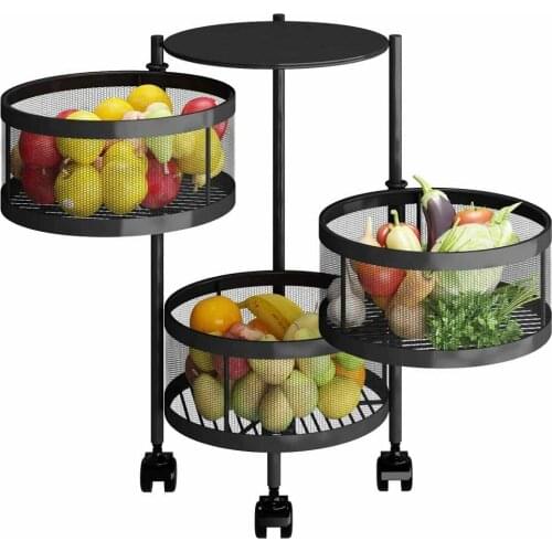 Rotatable Kitchen Storage Shelf Multi-layer Fruit And Vegetable Rack With Wheels Movable Large-Capacity Sundries Storage Rack