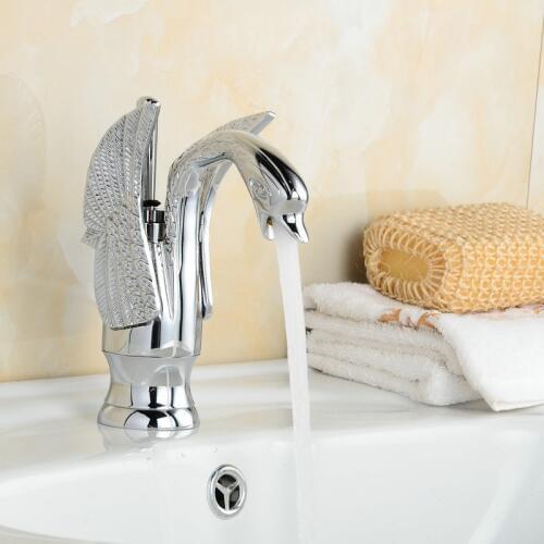 High Quality Luxury Swan Mixer Taps Chrome Brass 8" Faucets Bathroom Basin Swivel Handle Torneira Hot and Cold Taps 1136C