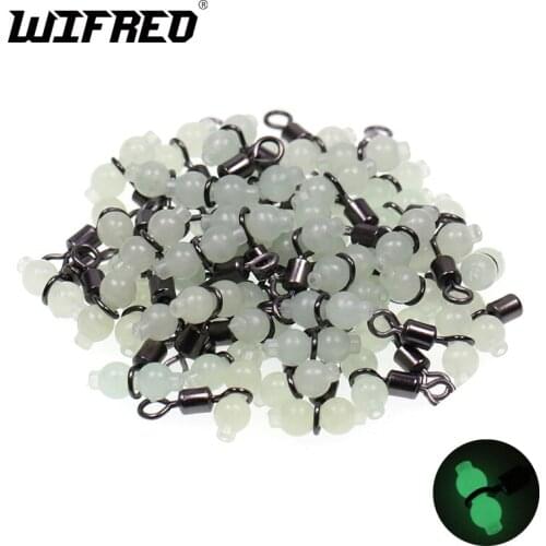Wifreo 100pcs Luminous Fishing Swivel Connector Rolling Cross-line Connector Tackle for Saltwater Fishing Flapper Rigs