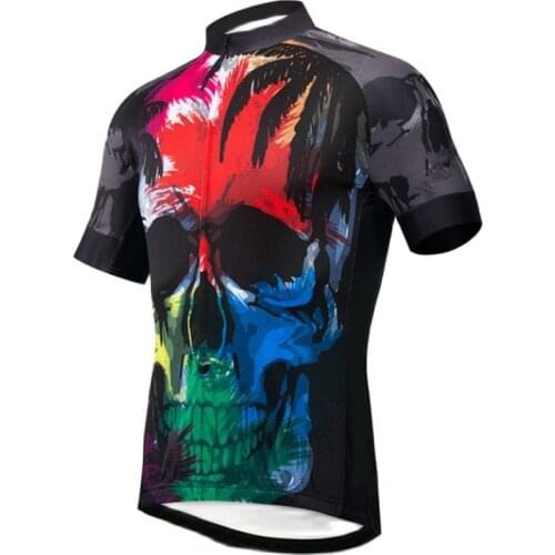 WULITOTO The New skull Short Sleeve MTB Breathable team Cycling clothing Jersey For Men bike jersey