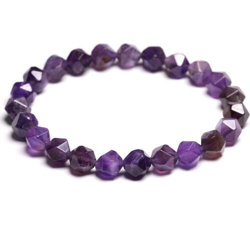 Women Bracelets Natural Amethyst Bracelet Cut Surface Couple Natural Stone Bracelet