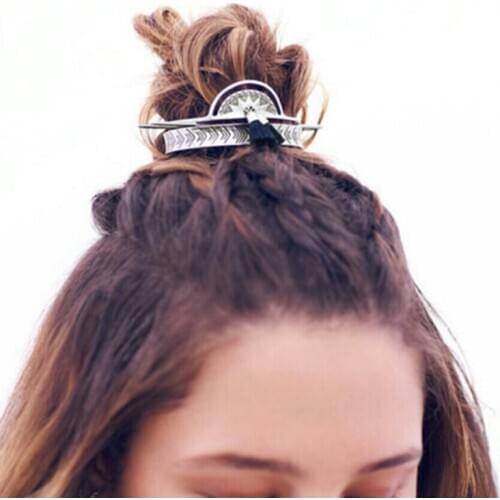 Sun Burst Tassel Bun Cuff Original BOHO Stylish Bun Holder Unique Alloy Retro Hair Accessories For Women 2020 Femme Coiffures