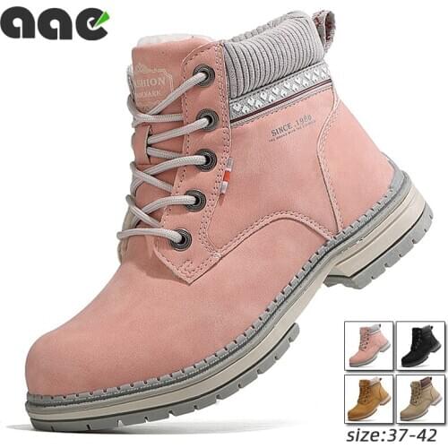 2020 Women Winter Snow Boots Warm Flat Plus Size Platform Lace Up Ladies Fashion Womens Shoes New Fur Suede Ankle Boots Female