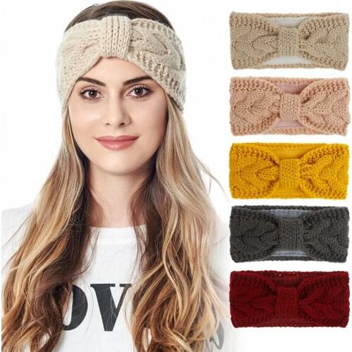 Winter Warmer Ear Knitted Headband Turban Crochet Plus Velvet Knot Hairband Headwrap Wide Stretch Girls Lady Head Band Headdress