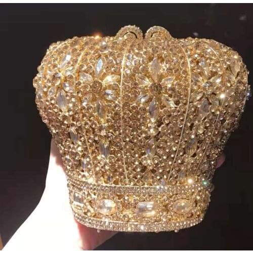 Gold Metal Diamond Clutch Bags Purse For Wedding Party Clutches Women Crystal Shoulder Chain Wallets Female Prom Handbags Wallet