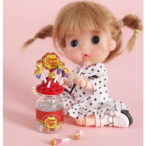1set 1:6 Scale Dollhouse Miniature Candy Can With Candies Lollipop Pretend food Kitchen for 1/6 bjd ,blyth doll accessories
