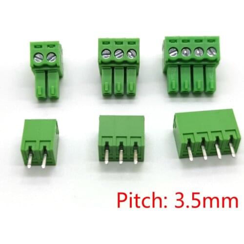 10 Pair 15EDG 3.5mm Plug-in Terminal Block Straight Pin PCB Screw Terminal Connectors 2/3/4/5/6/7/8/9/10P KF15EDG-3.5 Green