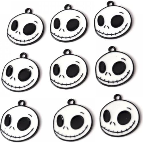 10Pcs 20mm Black Metal Halloween Alloy Metal Drop Oil Pendants For DIY Jewelry Making Earrings Bracelet Necklace Accessories