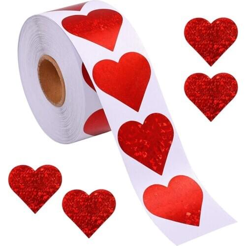 1000pcs Valentines Day Gift Bag Heart Labels Paper Packaging Sticker Candy Dragee Cake Warpping Wedding Birthday Love Stickers